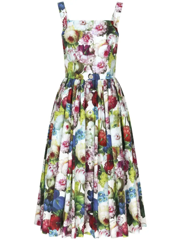 Dolce Gabbana floral print Cotton Midi Dress Farfetch