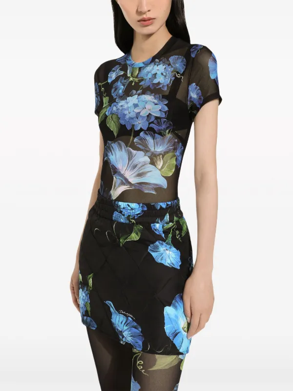 Dolce & Gabbana floral-print Sheer Top | Black | FARFETCH