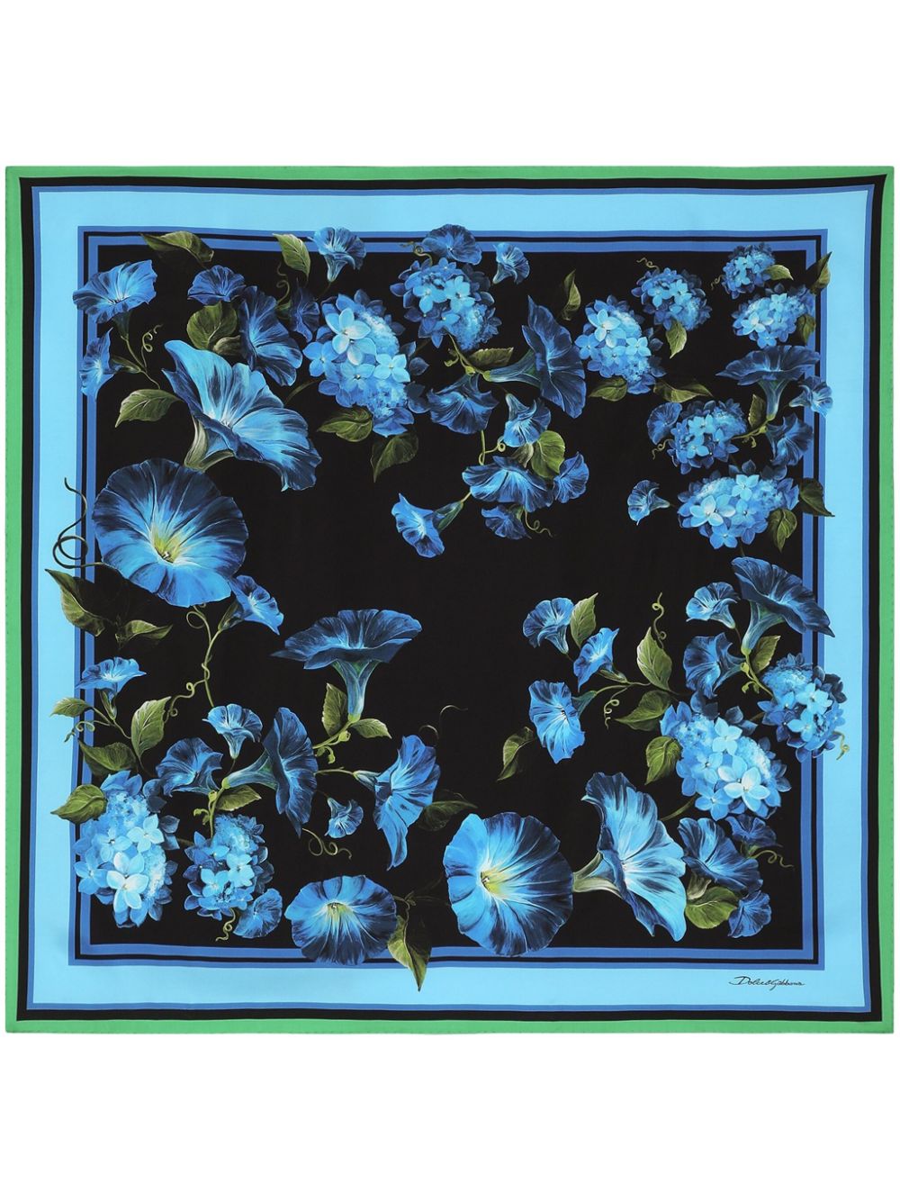 Dolce & Gabbana Floral-print Silk Scarf In Blue