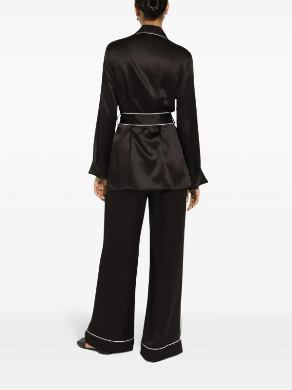 Dolce & Gabbana BLACK SILK WIDE-LEG PANTS ワイド パンツ 美脚 Dolce & Gabbana シルク イージーワイドパンツ | ブラック