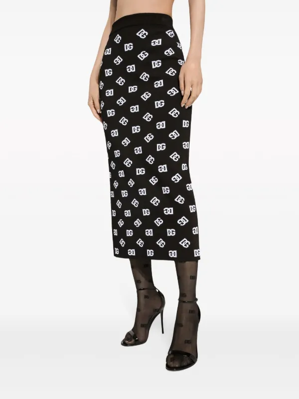 スカート DOLCE&GABBANA DG LOGO JACQUARD MIDI SKIRT Dolce & Gabbana logo-jacquard Knitted Midi Skirt | Black