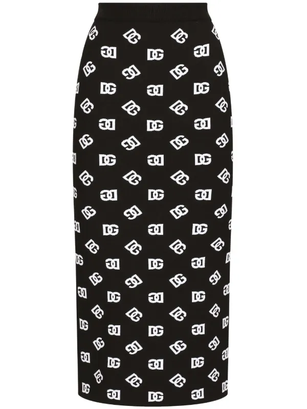 スカート Dolce&Gabbana DG LOGO JACQUARD MIDI SKIRT Quilted jacquard midi skirt with DG logo in Black for Women