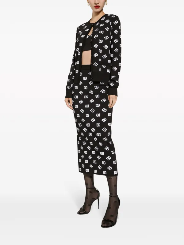 スカート DOLCE&GABBANA DG LOGO JACQUARD MIDI SKIRT Dolce & Gabbana logo-jacquard Knitted Midi Skirt | Black
