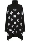 Dolce & Gabbana logo-jacquard roll-neck poncho - Black