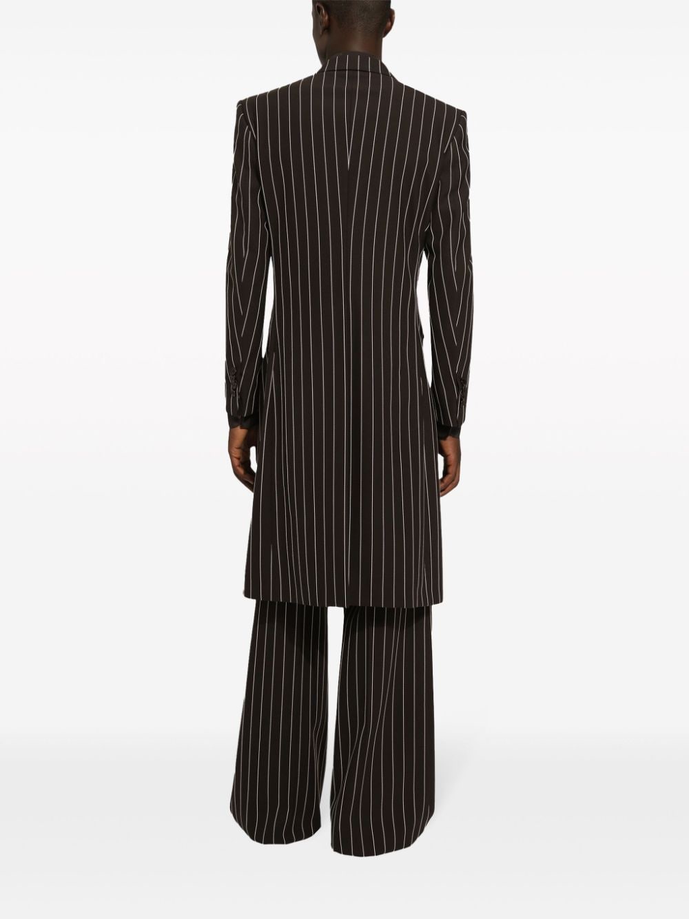 Shop Dolce & Gabbana Pinstripe Virgin Wool Coat In Black