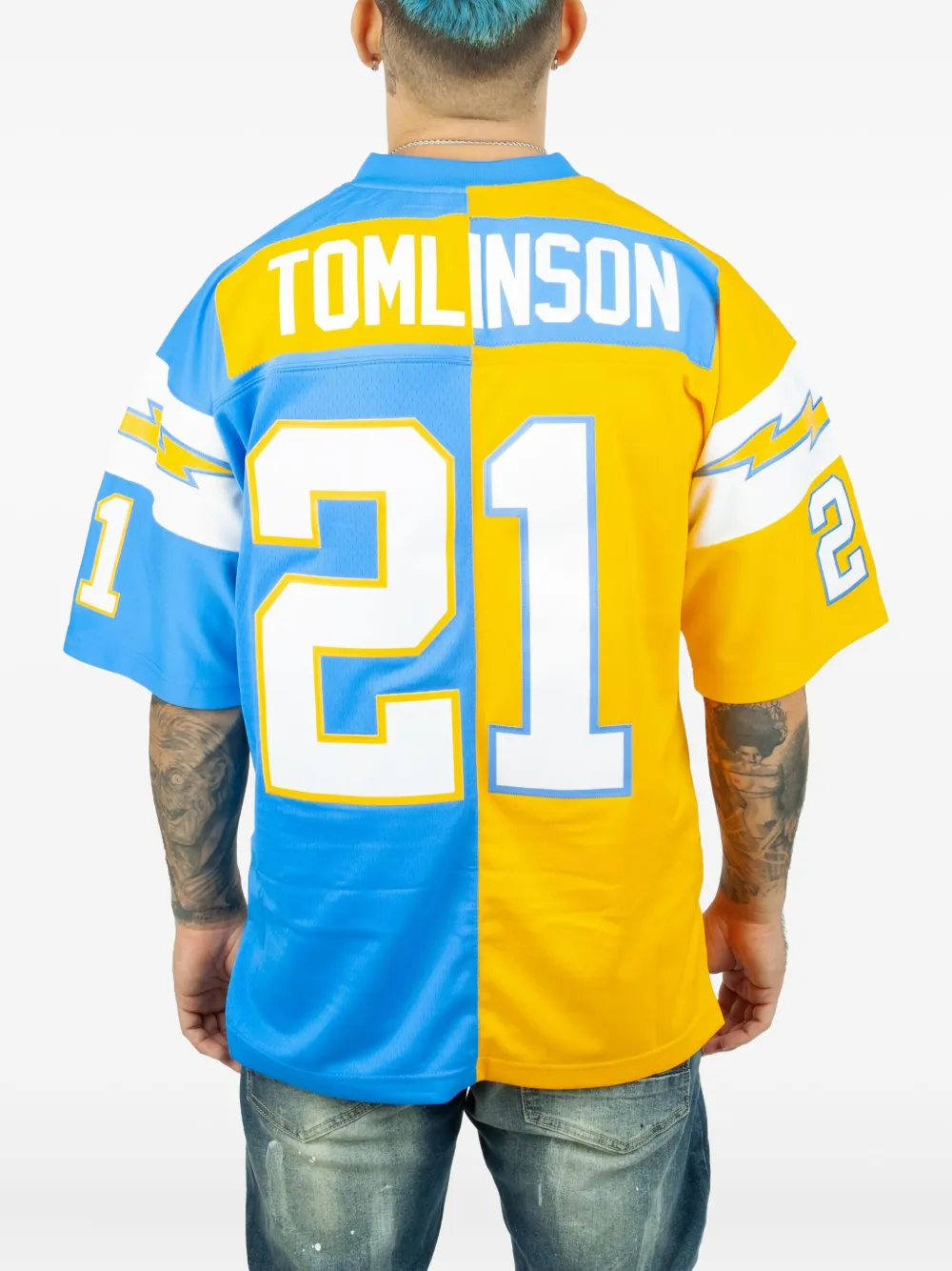 Mitchell & Ness Split Legacy Jersey "NBA SD Chargers 2002 Ladainian Tomlinson" t-shirt Blauw