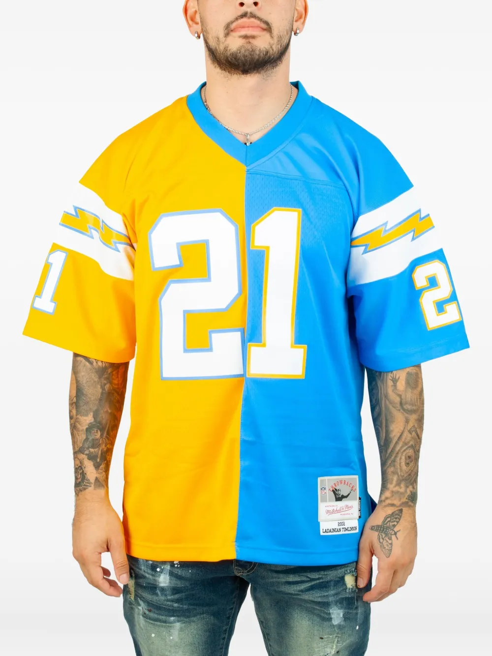 Mitchell & Ness Split Legacy Jersey "NBA SD Chargers 2002 Ladainian Tomlinson" t-shirt Blauw