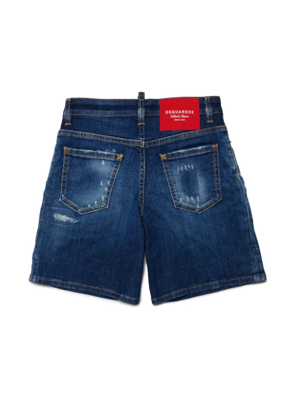 DSQUARED2 KIDS logo patch Denim Shorts Blue FARFETCH