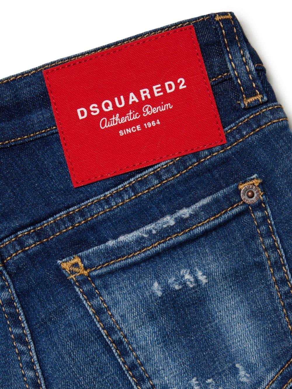 Shop Dsquared2 Logo-tag Straight-leg Stretch-cotton Jeans In Blue