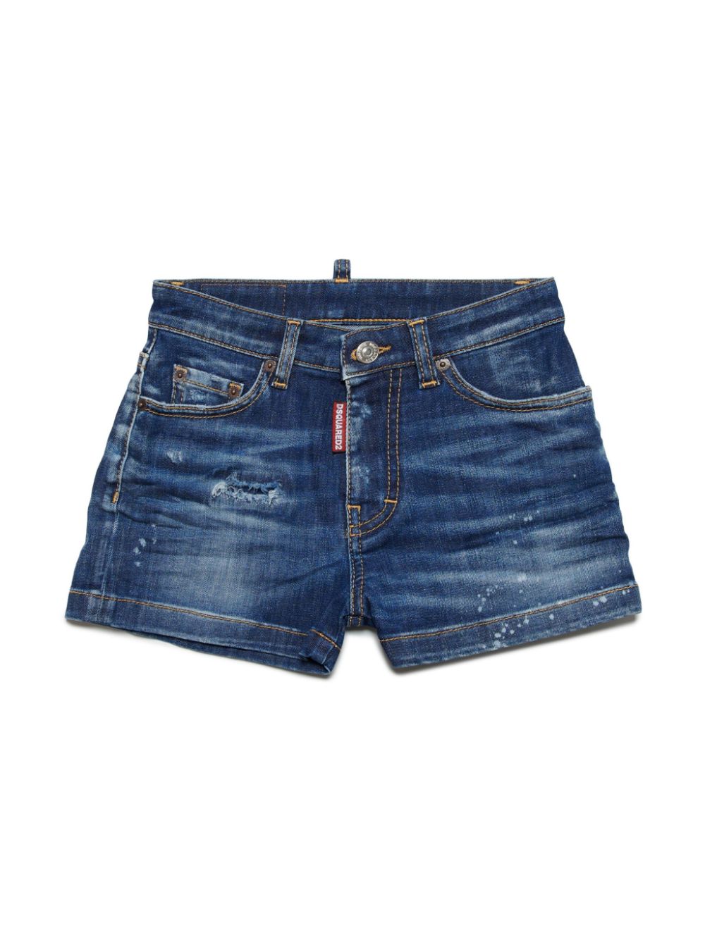 dsquared2 kids short en jean à effet usé - bleu