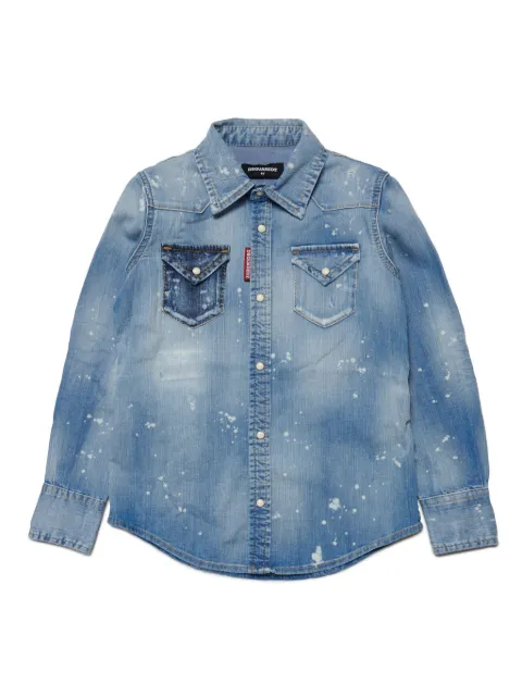 DSQUARED2 KIDS camisa de mezclilla con salpicaduras de pintura estampadas