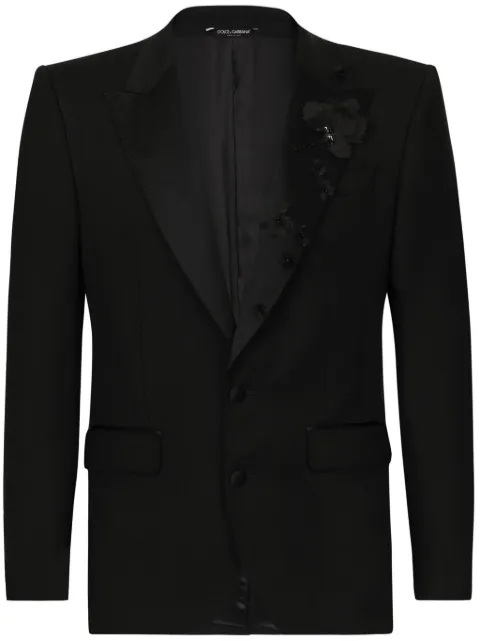 Dolce & Gabbana floral-appliqué single-breasted suit 