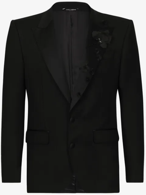 Dolce & Gabbana floral-appliqué single-breasted suit