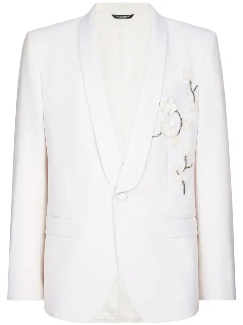 Dolce & Gabbana floral-appliqué single-breasted blazer