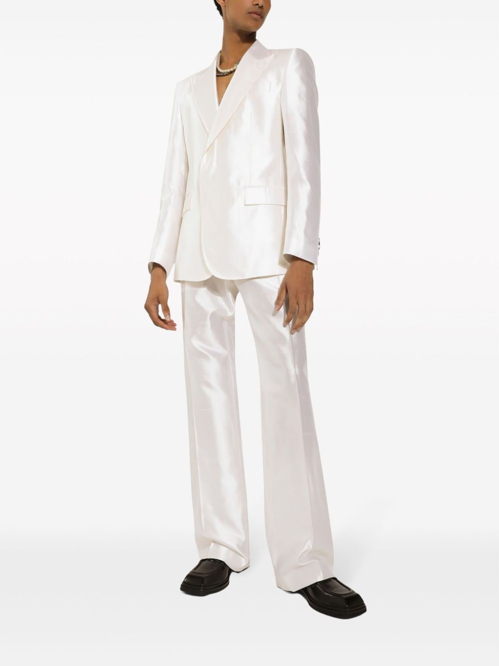 Shop Dolce & Gabbana Single-breasted Silk Blazer In White