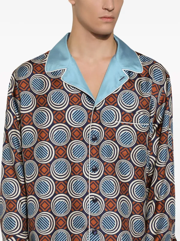 Dolce & Gabbana ジオメトリックパターン シルクシャツ | レッド