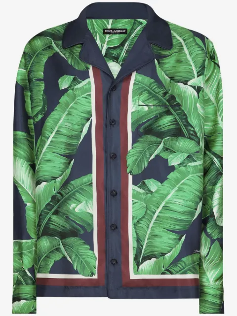 Dolce & Gabbana camisa de seda con hojas estampadas
