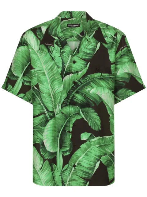 Dolce & Gabbana leaf-print silk shirt