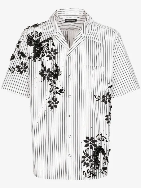 Dolce & Gabbana camisa con estampado floral y rayas
