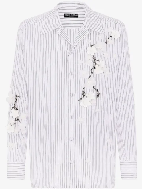 Dolce & Gabbana floral-appliqué striped shirt