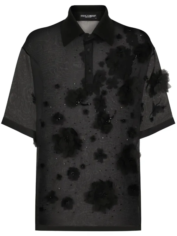 トップス 00s archive DOLCE&GABBANA polo shirt y2k Cotton piqué polo-shirt with embroidery in black for Men