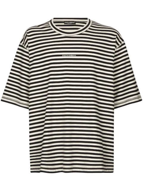 Dolce & Gabbana logo-embroidered striped T-shirt