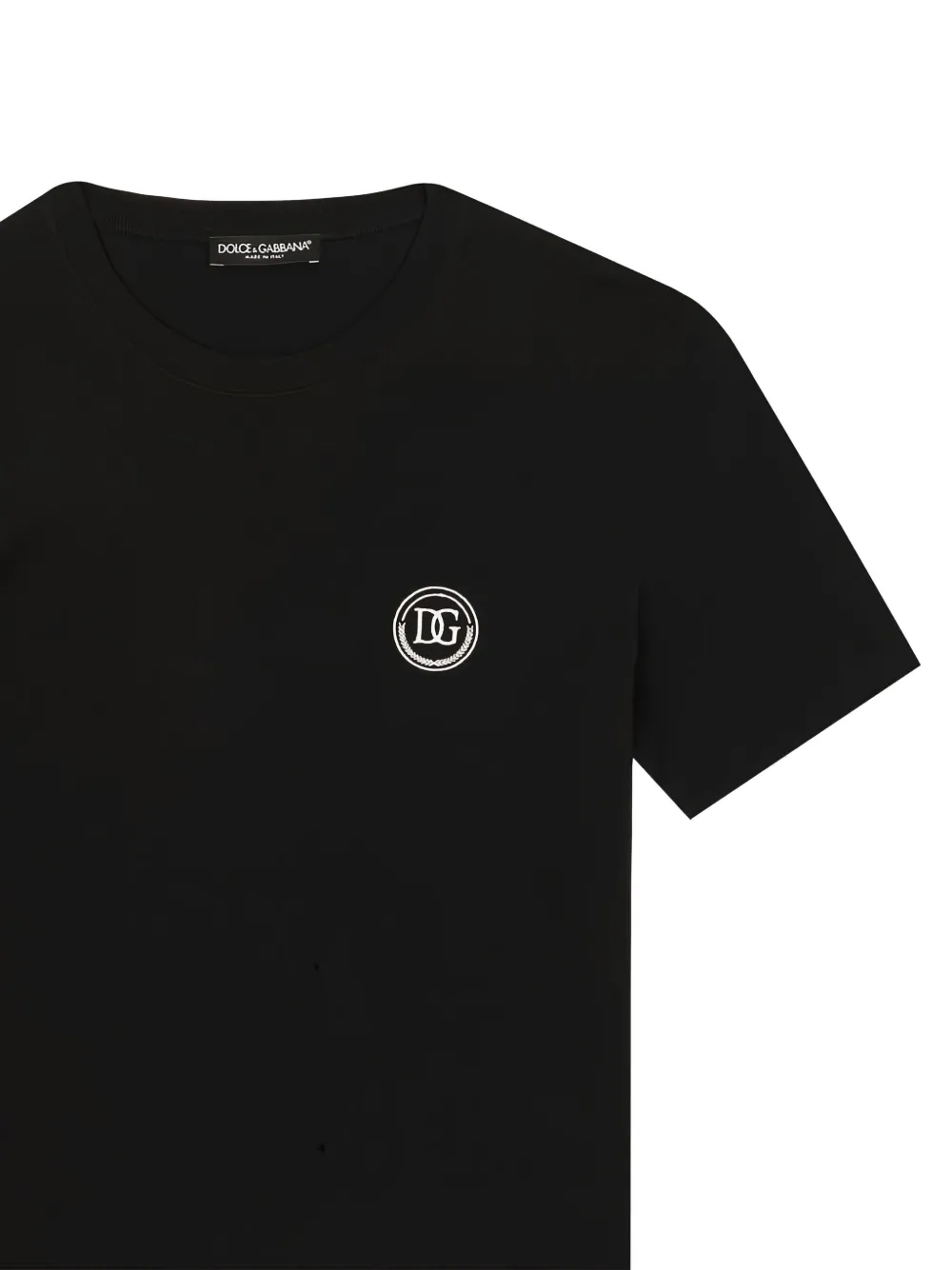 Dolce & Gabbana Short-sleeved T-shirt With Dg Embroidery In Black