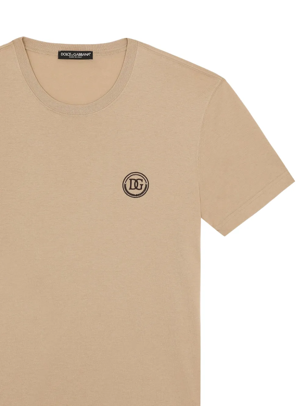 Dolce & Gabbana T-shirt met geborduurd logo en ronde hals Beige