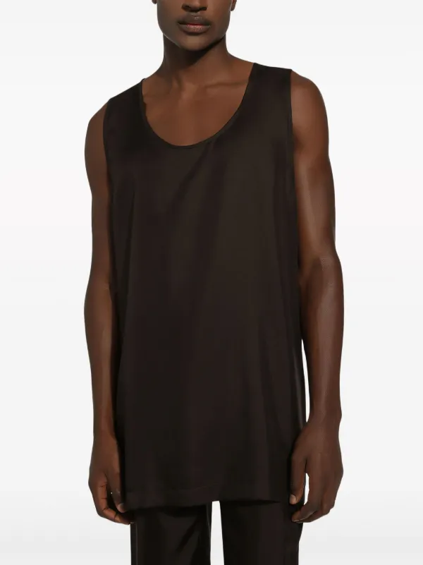 Dolce & Gabbana ブラックタンクトップ 38 DOLCE & GABBANA Top Tank Black Jungle Crew Neck Sleeveless