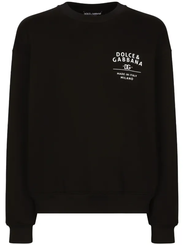 Dolce Gabbana logo print Cotton Sweatshirt Black FARFETCH CA