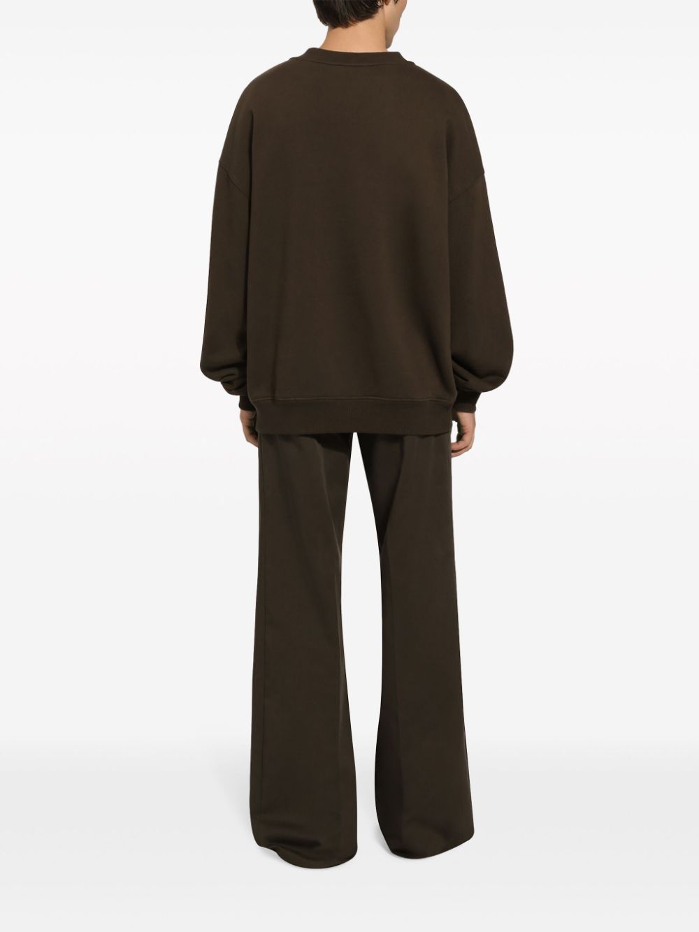 Shop Dolce & Gabbana Logo-print Cotton Sweatshirt In Brown