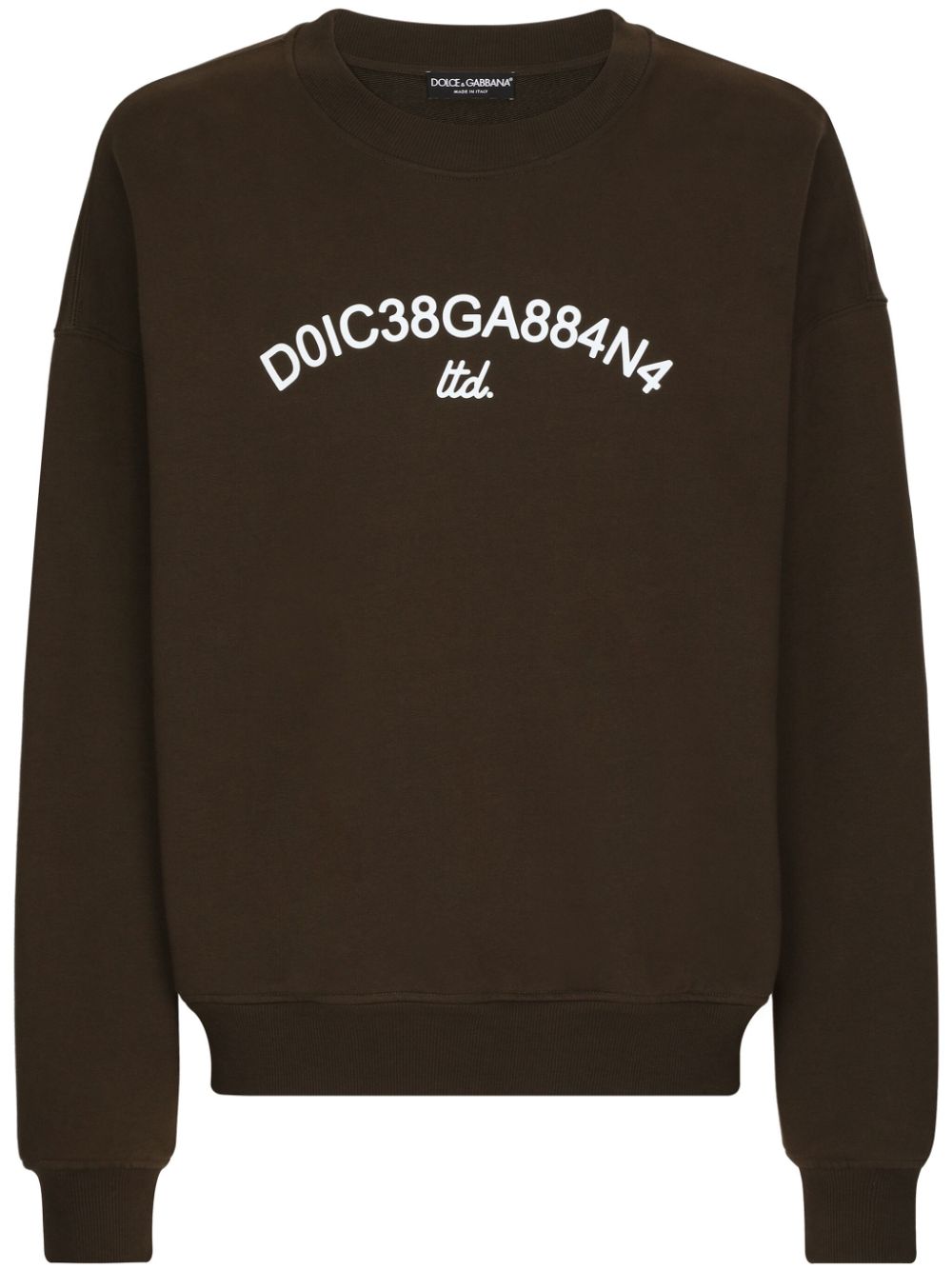 Shop Dolce & Gabbana Logo-print Cotton Sweatshirt In Brown