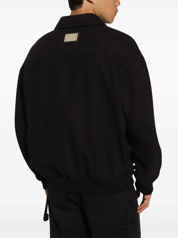 Dolce & Gabbana logo-plaque zip-up Bomber Jacket | Blue