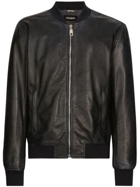 Dolce & Gabbana zip-up leather bomber jacket