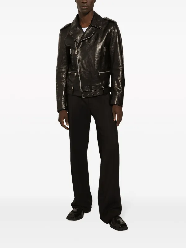 ジャケット・アウター DOLCE&GABBANA cotton riders jacket D&G Dolce & Gabbana Grained Leather Biker Jacket | Black | FARFETCH