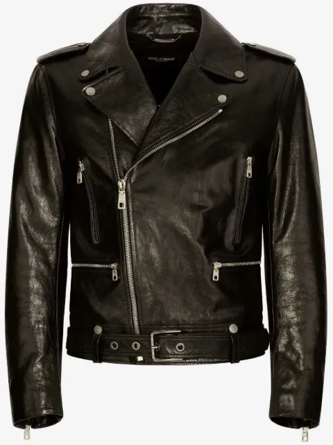 Dolce & Gabbana grained leather biker jacket