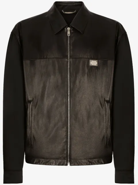 Dolce & Gabbana logo-plaque leather jacket