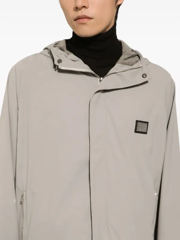 Dolce & Gabbana logo-plaque Hooded Jacket | Grey | FARFETCH