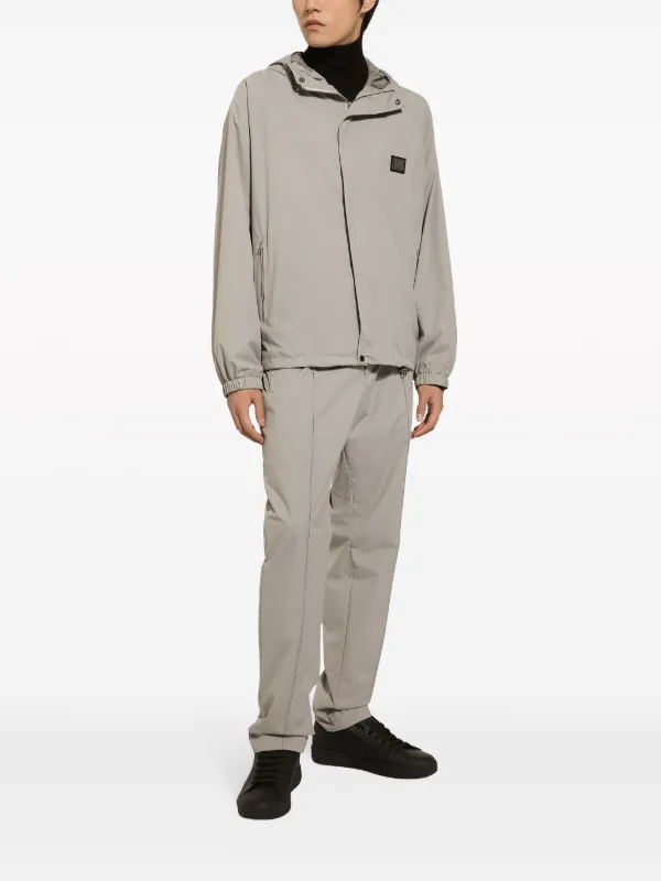 Dolce & Gabbana logo-plaque Hooded Jacket | Grey | FARFETCH ID