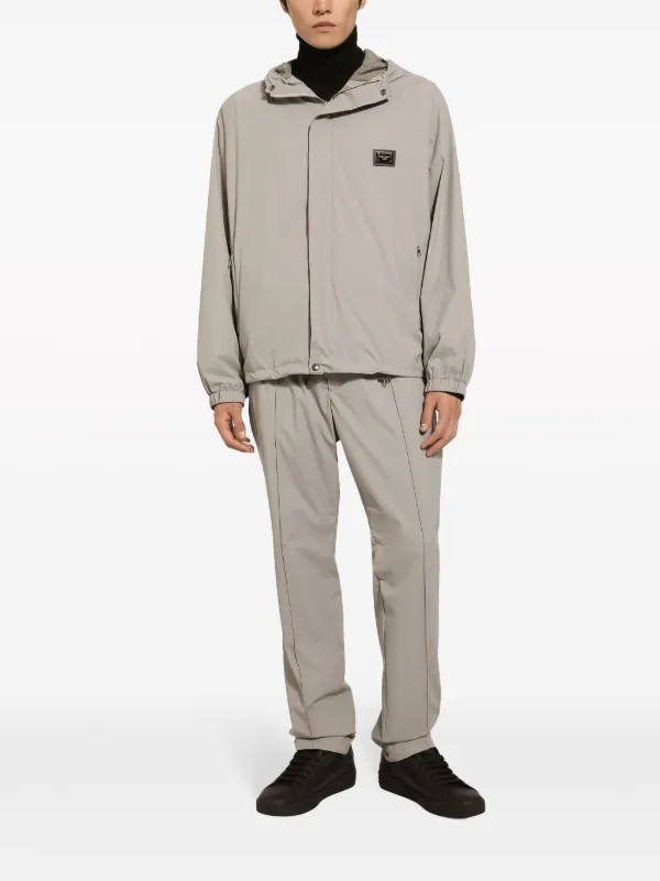 Dolce & Gabbana logo-plaque Hooded Jacket | Grey | FARFETCH