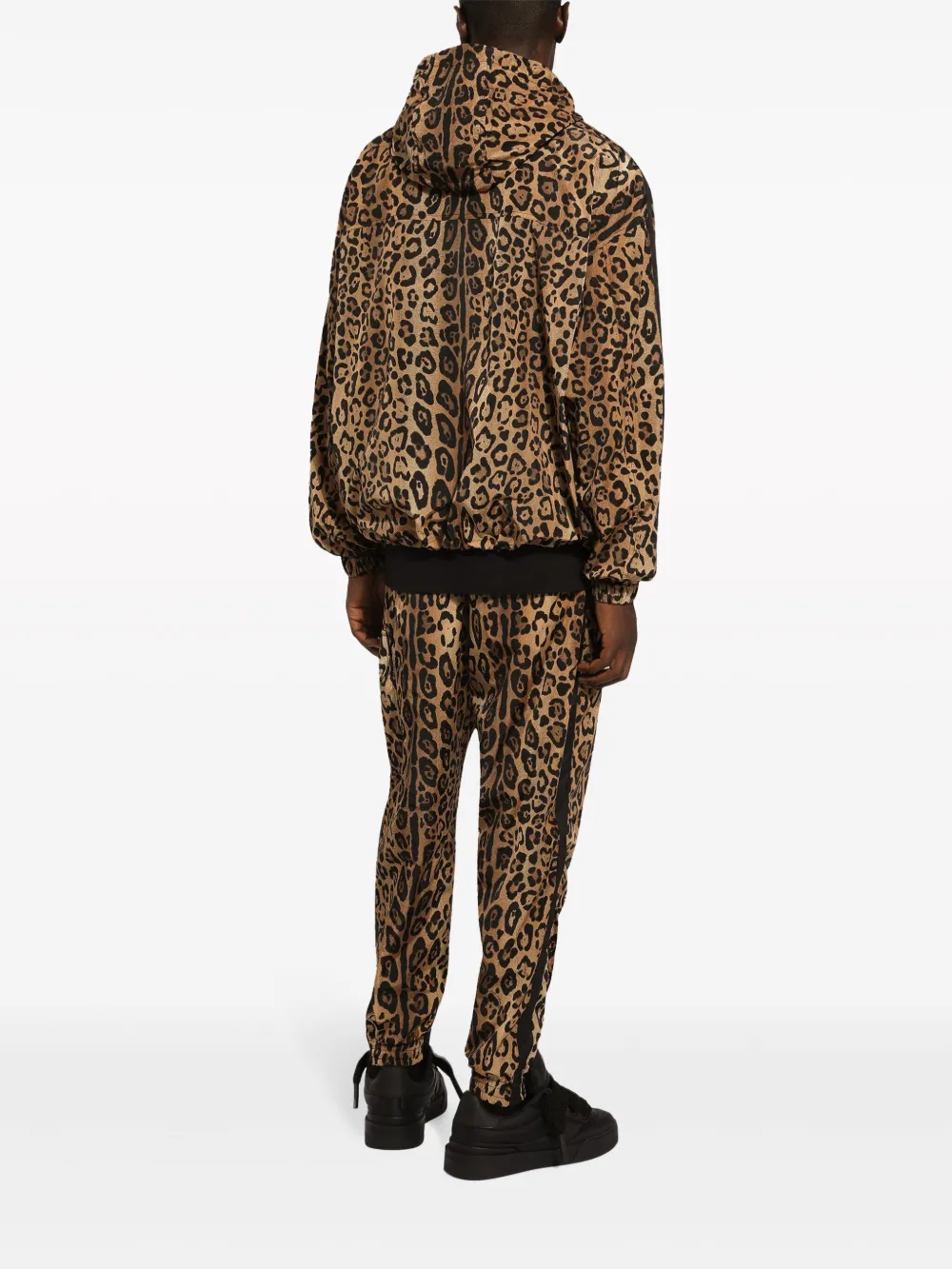 Shop Dolce & Gabbana Leopard-print Hooded Jacket In Brown