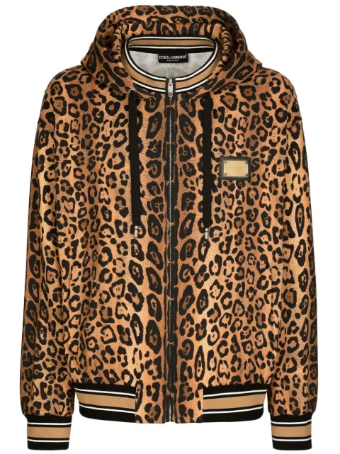 Dolce & Gabbana leopard-print cotton hoodie