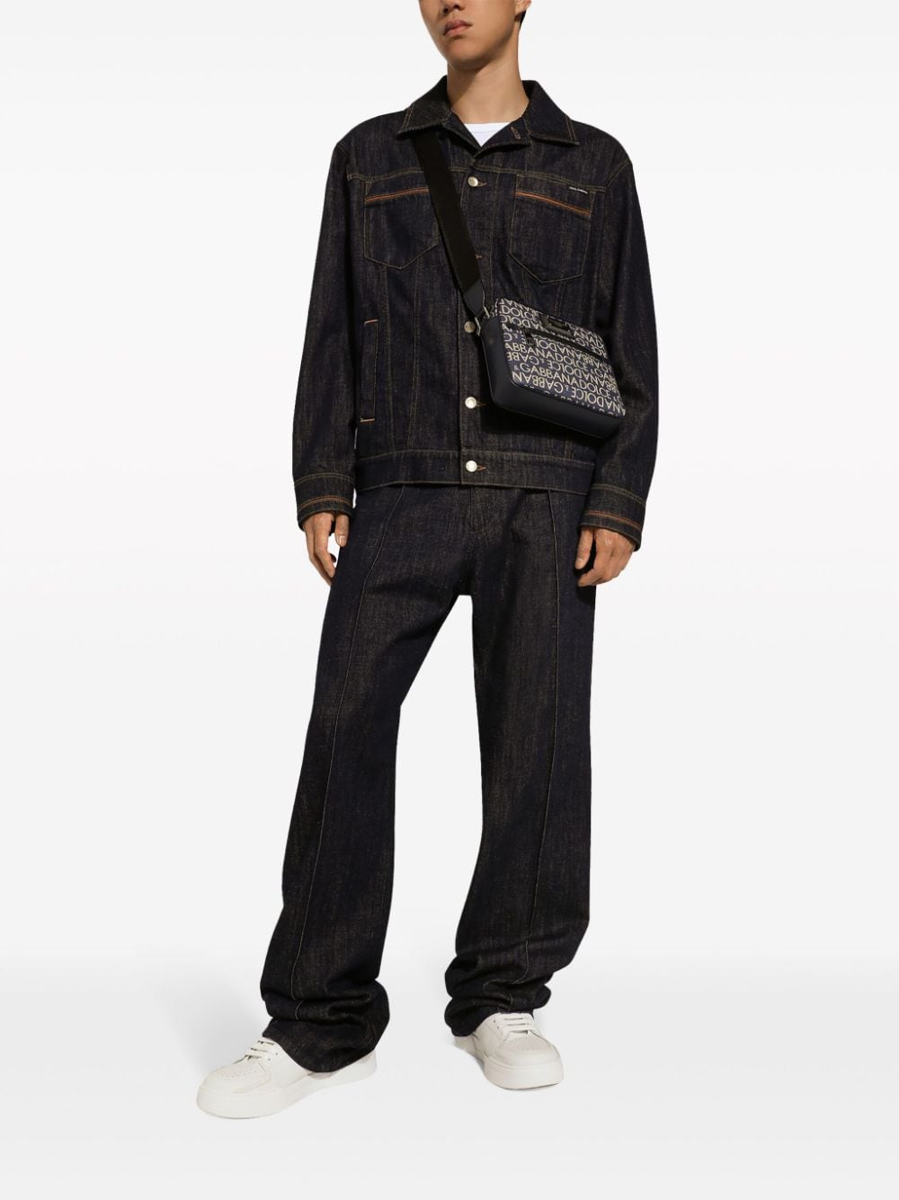 Shop Dolce & Gabbana Contrast-stitching Denim Jacket In Black