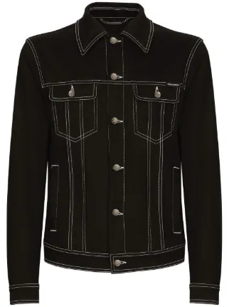 Dolce Gabbana contrast stitching Denim Jacket Black FARFETCH