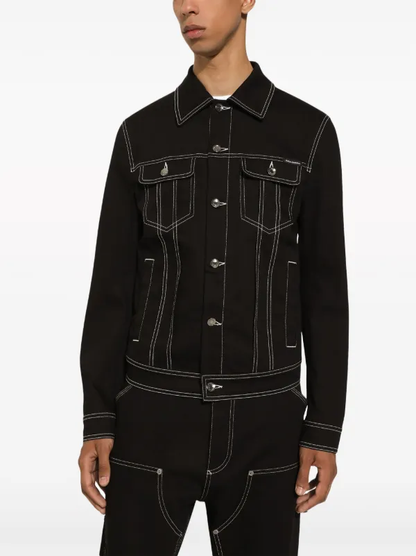 Dolce & Gabbana コントラストステッチ デニムジャケット | ブラック  
