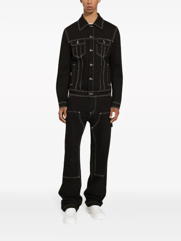 Dolce Gabbana contrast stitching Denim Jacket Black FARFETCH PL