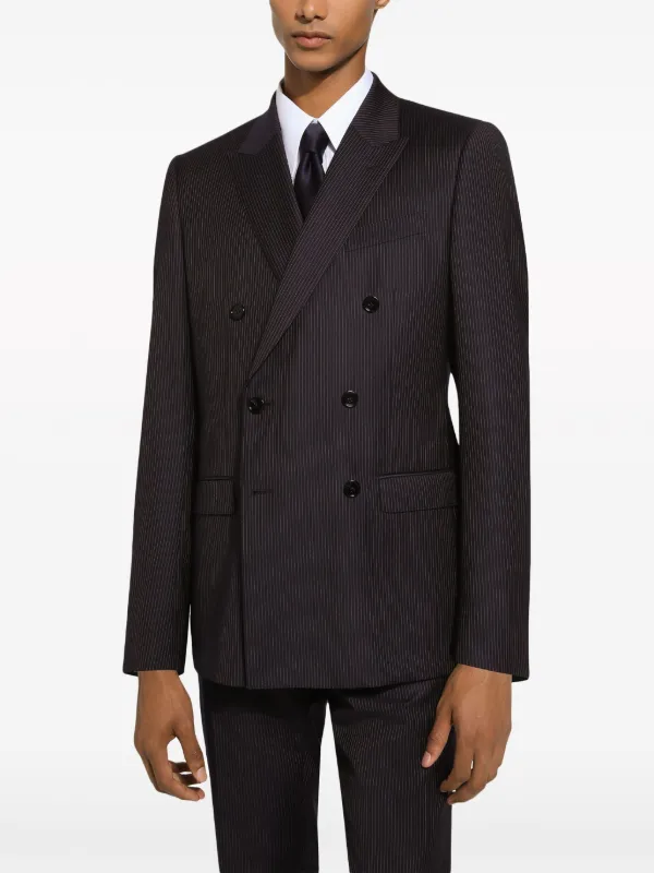 ジャケット DOLCE&GABBANA DOUBLE-BREASTED BLACK PINSTRIPED JACKET Double-breasted pinstripe Sicilia-fit jacket in Multicolor