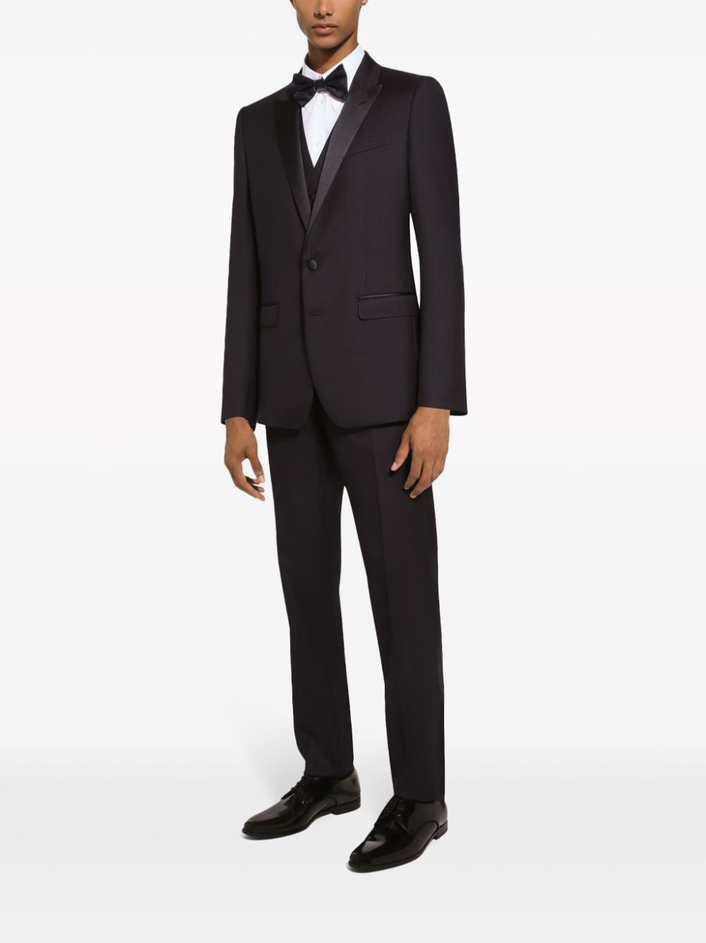 Shop Dolce & Gabbana Contrasting Lapels Two-piece Suit In Black