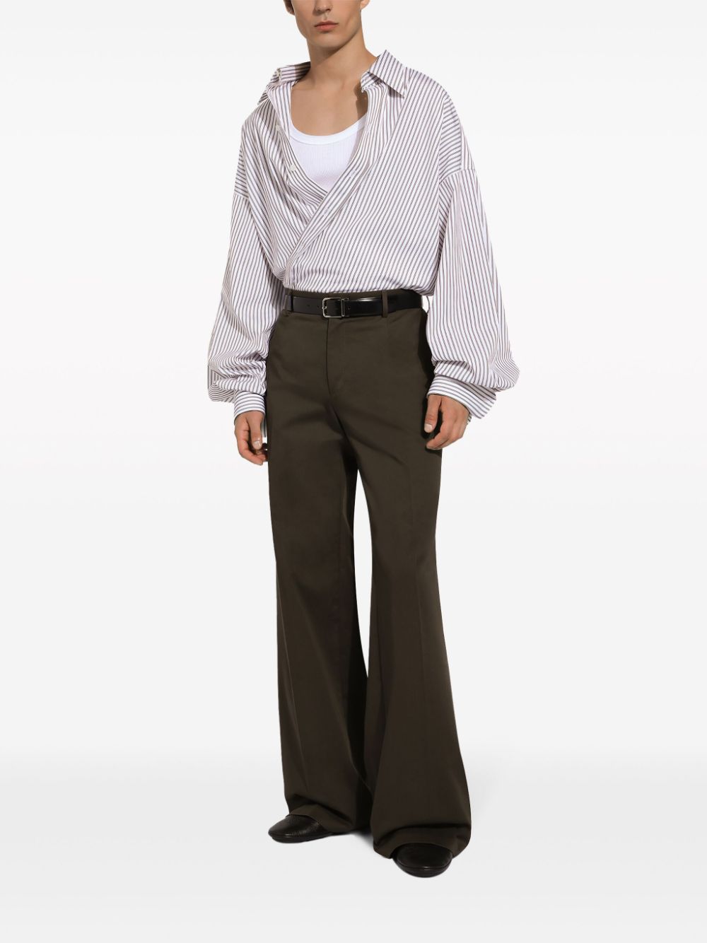 Shop Dolce & Gabbana Wide-leg Cotton Trousers In Brown