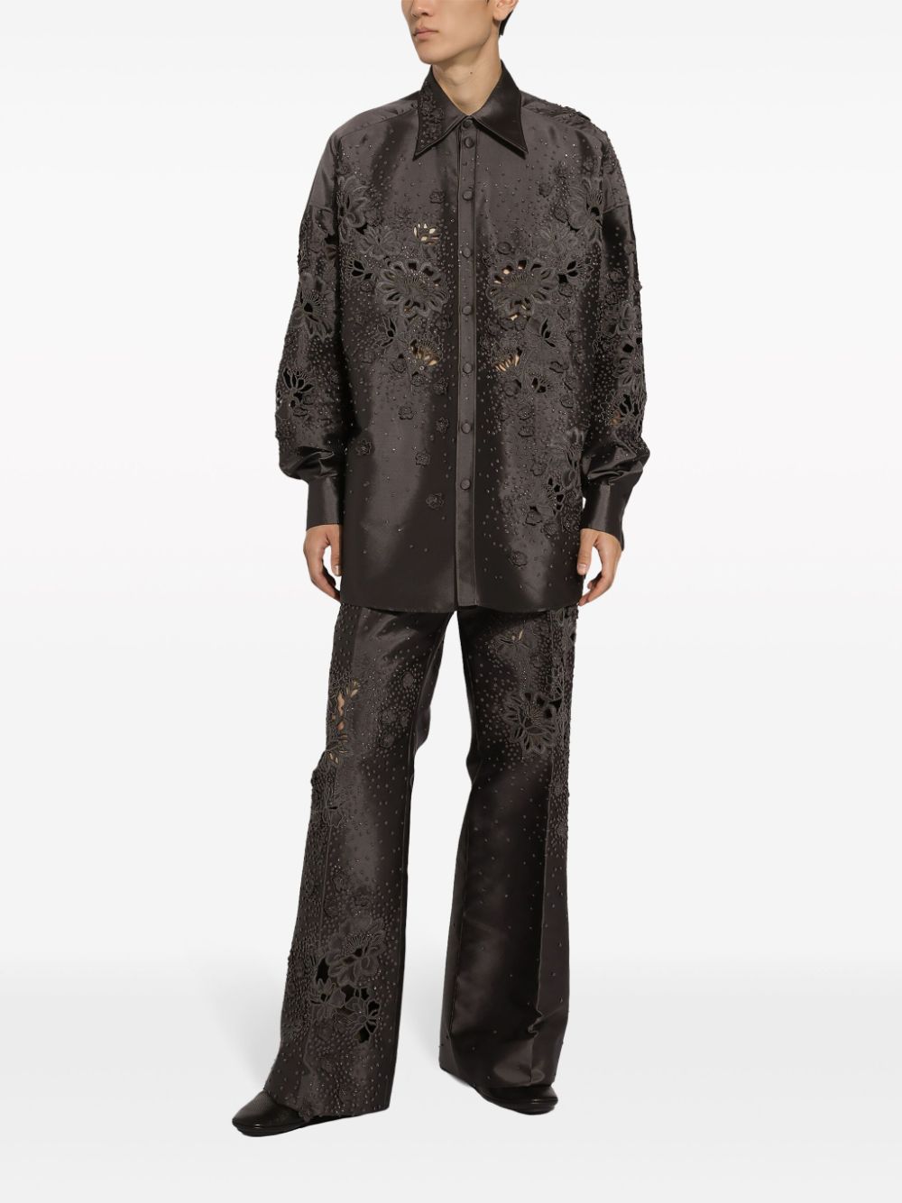 Dolce & Gabbana Zijden broek verfraaid met stras Zwart